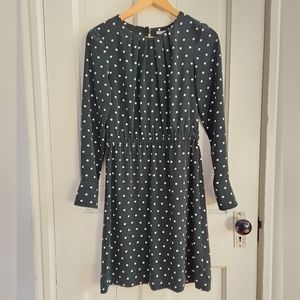 H&M Green dress with white polka dots, medium, long sleeve